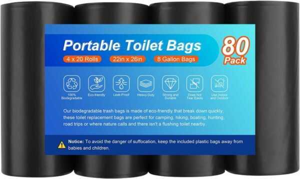 80 Portable Toilet Bags for Camping